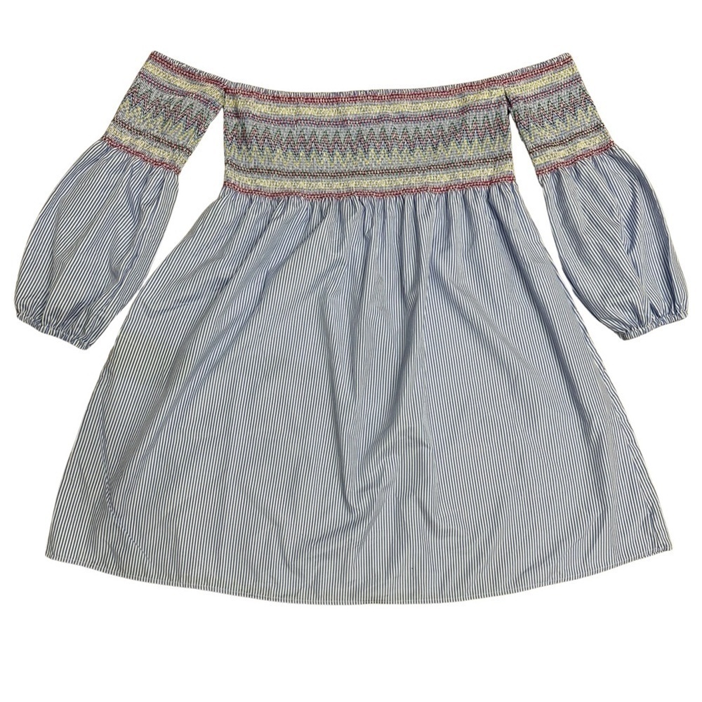 J. Gee Embroidered Smocked Top Summer Dress Multicolor Striped Size 3X EUC